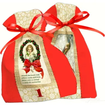 Kalendář Adventní kalendář s básničkami - pytlíčky, červeno červená
