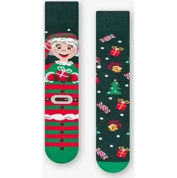 Dámské ponožky Dámské nestejné ponožky Elf - 35-38 / zelená