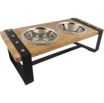 Misky Dog Fantasy nerez s dřevěným stojánkem s železnou konstrukcí 2x840ml