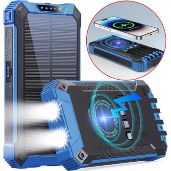 Powerbanka POWERBANK SOLARNY MAGNETYCZNY 10000 mAh USB 4 KABELY SVÍTILNA EXTERIÉRNÍ