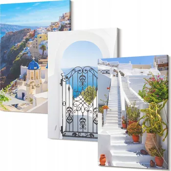 Obraz Triptych na plátně do obývacího pokoje Santorini architektura Oia 30x20 cm