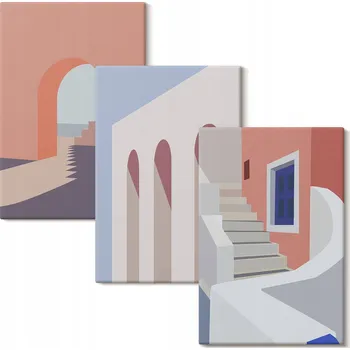 Obraz Sada nástěnných dekorací - Minimalistické architektonické ilustrace 3x 40x60 cm