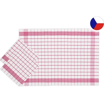 Kuchyňské utěrky bavlněné KLASIK Bílá/vínová 3ks