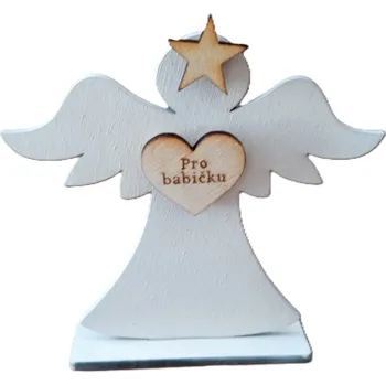 Dary dřeva Andělíček - bílý Velikost: 10x10