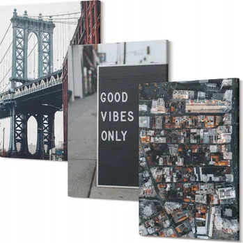 Obraz Kolekce Obrazů Na Plátně Závěsný most město nápisy pohled pták 30x20 cm