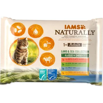 Krmivo pro kočku Kapsičky IAMS Cat Naturally výběr z mořských a suchozemských mas v omáčce multipack 340g
