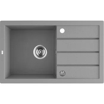 Granitový dřez Laveo Dřez 1 komorový s odkapávačem Trzynastka, granit - SBP_511T, šedý