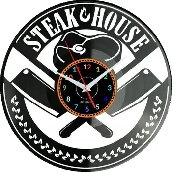 Hodiny Nástěnné hodiny Steak Hause - vinylová deska, moderní dekorace
