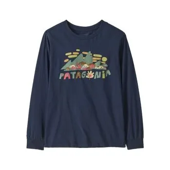 Chlapecké tričko Patagonia Long-Sleeved Graphic T-Shirt Kids Fitz Roy Foliage: New Navy modrá XL