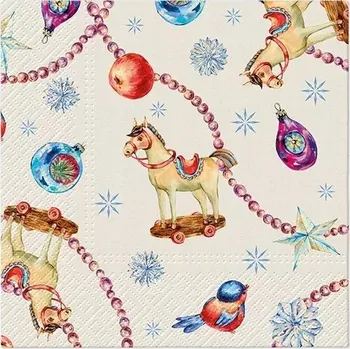 Papírový kapesník Paw Ubrousky PAW L 33x33cm Horses And Baubles 591171