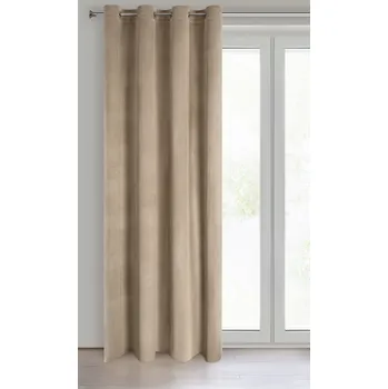 Dekorační velvet závěs s kroužky PAULINA 140x250 cm tmavě béžová (cena za 1 kus) MyBestHome