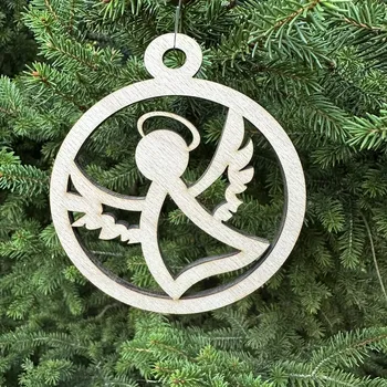 Vánoční dekorace Koulička zdobená výřez 8 cm - 12 tvarů Barva: Přírodní, Varianta: Anděl