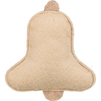 Hračka pro kočku Vánoční zvoneček s catnipem, 9.5 cm, filc, béžová