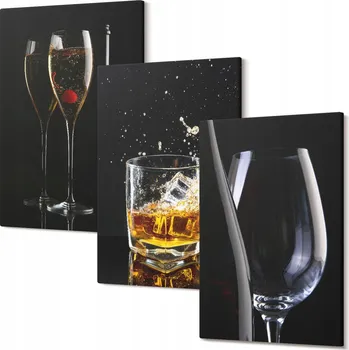 Obraz Vícedílný Obraz Na Plátně Skleničky víno whisky černé pozadí 30x20 cm