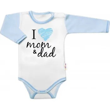 Kojenecký body Body dlouhý rukáv Baby Nellys, I love mom & dad, kluk, vel. 80, Velikost koj. oblečení 68 (3-6m)