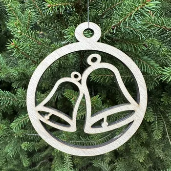 Vánoční dekorace Koulička zdobená výřez 8 cm - 12 tvarů Barva: Přírodní, Varianta: Zvonečky