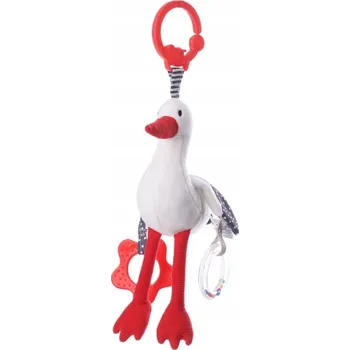 BALIBAZOO Závěska na kočárek Čáp s chrastítkem a kousátkem
