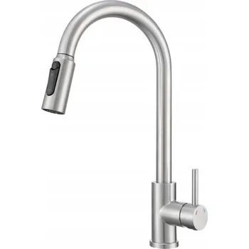 Vodovodní baterie Kuchyňská baterie stojánková stříbrná s vytahovací flexibilní hubicí stříbrná