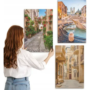 Obraz Sada obrazů na plátně Okouzlující uličky fontány 3x 40x60 cm