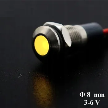 Polovodič Signální kontrolka stříbrná LED dioda žlutá 3-6V 5V 8mm