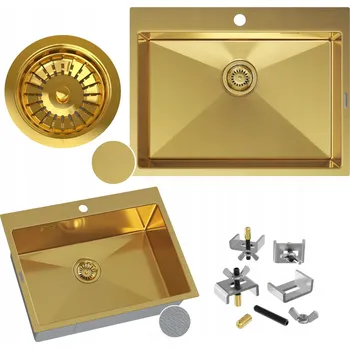 Nerezový dřez Ocelový dřez 65x50 cm ZLATÝ jednokomorový Silvo bez odkapávače se sifonem