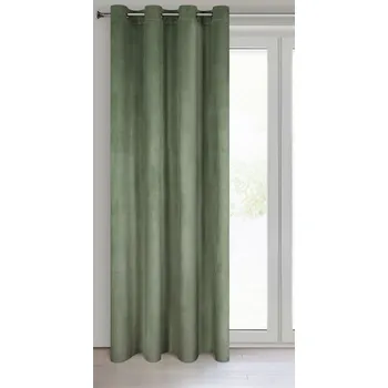 Dekorační velvet závěs s kroužky PAULINA 140x250 cm olivová (cena za 1 kus) MyBestHome