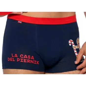 Boxerky Vánoční pánské boxerky s motivem Mikuláše a nápisy MORAJ, velikost L, bavlněné