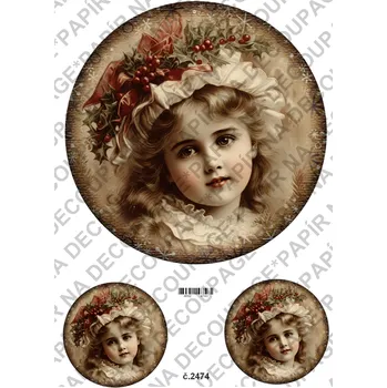 Umělecký papír Rýžový a soft papír na decoupage - Viktoríánské děti, vánoce - KB2474 Materiál: Soft, Rozměr: A4