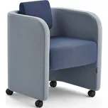 Křeslo COMFY, s kolečky, vlněný potah, blankytně modrá/námořnická modrá