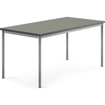 Jídelní stůl Stůl SONITUS, 1600x800x720 mm, stříbrné nohy, deska s linoleem, tmavě šedá