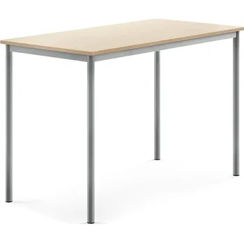 Jídelní stůl Stůl SONITUS, 1400x700x900 mm, stříbrné nohy, HPL deska tlumící hluk, bříza