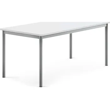 Jídelní stůl Stůl BORÅS, 1400x700x600 mm, stříbrné nohy, HPL deska, bílá