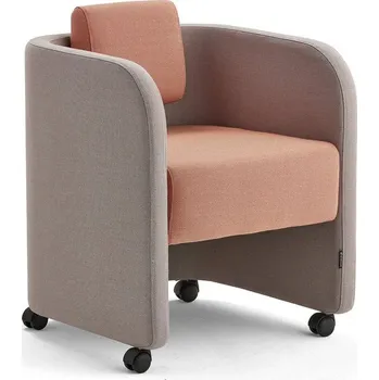 Křeslo Křeslo COMFY, s kolečky, vlněný potah, stříbrnošedá/lososově růžová