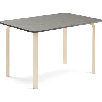 Jídelní stůl Stůl ELTON, 1200x800x710 mm, bříza, akustické linoleum, tmavě šedá