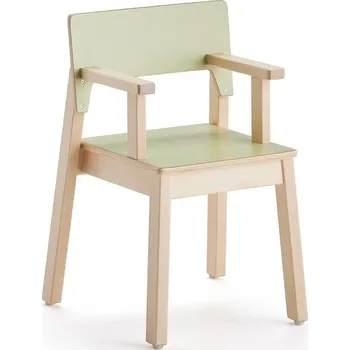 Jídelní židle Dětská židle LOVE, s područkami, výška 350 mm, bříza, zelená