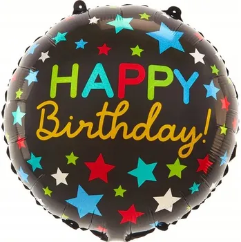 Balónek Fóliový balónek Happy Birthday Hvězdičky - 45 cm