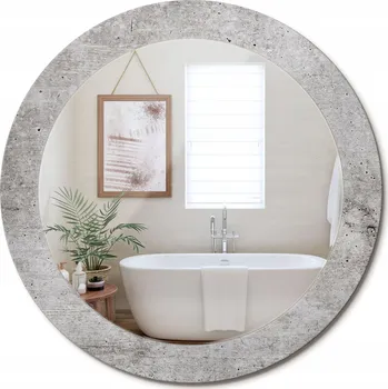 Zrcadlo Kulaté nástěnné dekorativní zrcadlo v rámu ze skla Šedý beton průměr 70 cm