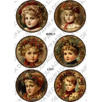 Umělecký papír Rýžový a soft papír na decoupage - Viktoríánské děti, vánoce - KB2487 Materiál: Soft, Rozměr: A4