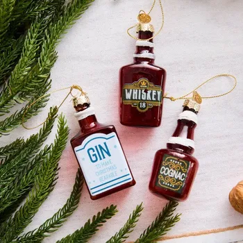 Vánoční ozdoba Vánoční dekorace GIN ve tvaru láhve 272084 (2 ks)