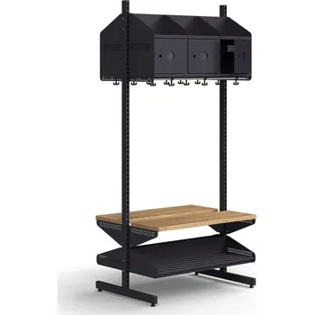 Věšák Šatní stěna ENTRY, 6 kovových dvířek s přípravou pro označení, 1800x900x600 mm, antracitová