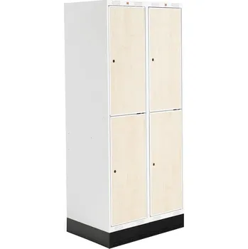 Šatní skříň Šatní skříňka ROZ, 2 sekce, 4 boxy, se soklem, 1890x800x550 mm, bříza