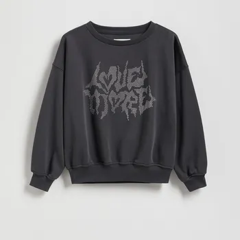 Dívčí mikina Reserved - Mikina s aplikací - tmavě šedá - 281FA-90X - 281FA-90X-152