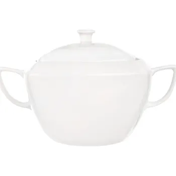 Váza PORCELÁNOVÁ váza/mísa na polévku, guláš a další jídla, stříbrná, s poklicí, velká 3,5L