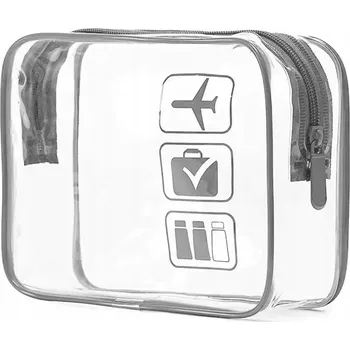 Kosmetická taška Kosmetická taštička DKM Průhledná kosmetická taštička šedá bezbarvá