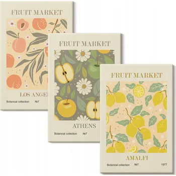 Obraz Sada obrazů na zeď Ovocné retro vzory plakáty 3x 40x60 cm