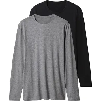 Pánské tričko esmara Men Pánské triko s dlouhými rukávy, 2 kusy (černá/šedá, M (48/50))