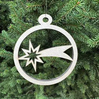 Vánoční dekorace Koulička zdobená výřez 8 cm - 12 tvarů Barva: Přírodní, Varianta: Kometa