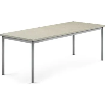 Jídelní stůl Stůl SONITUS, 1800x700x600 mm, stříbrné nohy, deska s linoleem, šedá