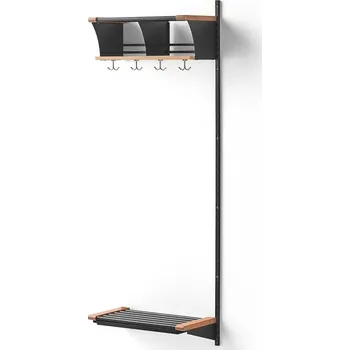 Věšák Šatní stěna JEPPE, přídavná sekce, 2 přihrádky, 1790x600x300 mm, dub/tmavě šedá