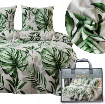 Povlečení POVLEČENÍ 200x220 3dílné z mikrovlákna PLUSHOVÉ zimní chlupaté sada MARTINO listy